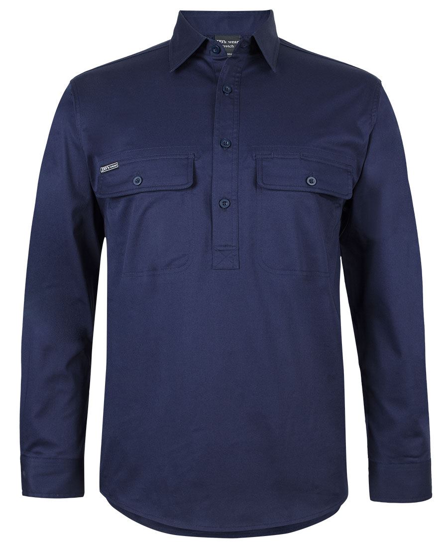 JB's Long Sleeve 150G Stretch Close Front Work Shirt