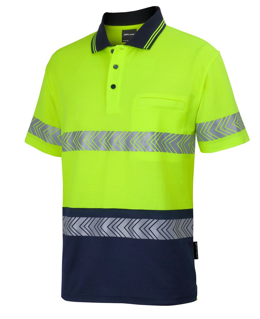 JB's Hi Vis (D+N) Cotton Back S/S Segmented Tape Polo